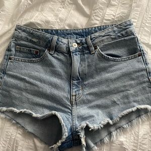 Light wash denim shorts